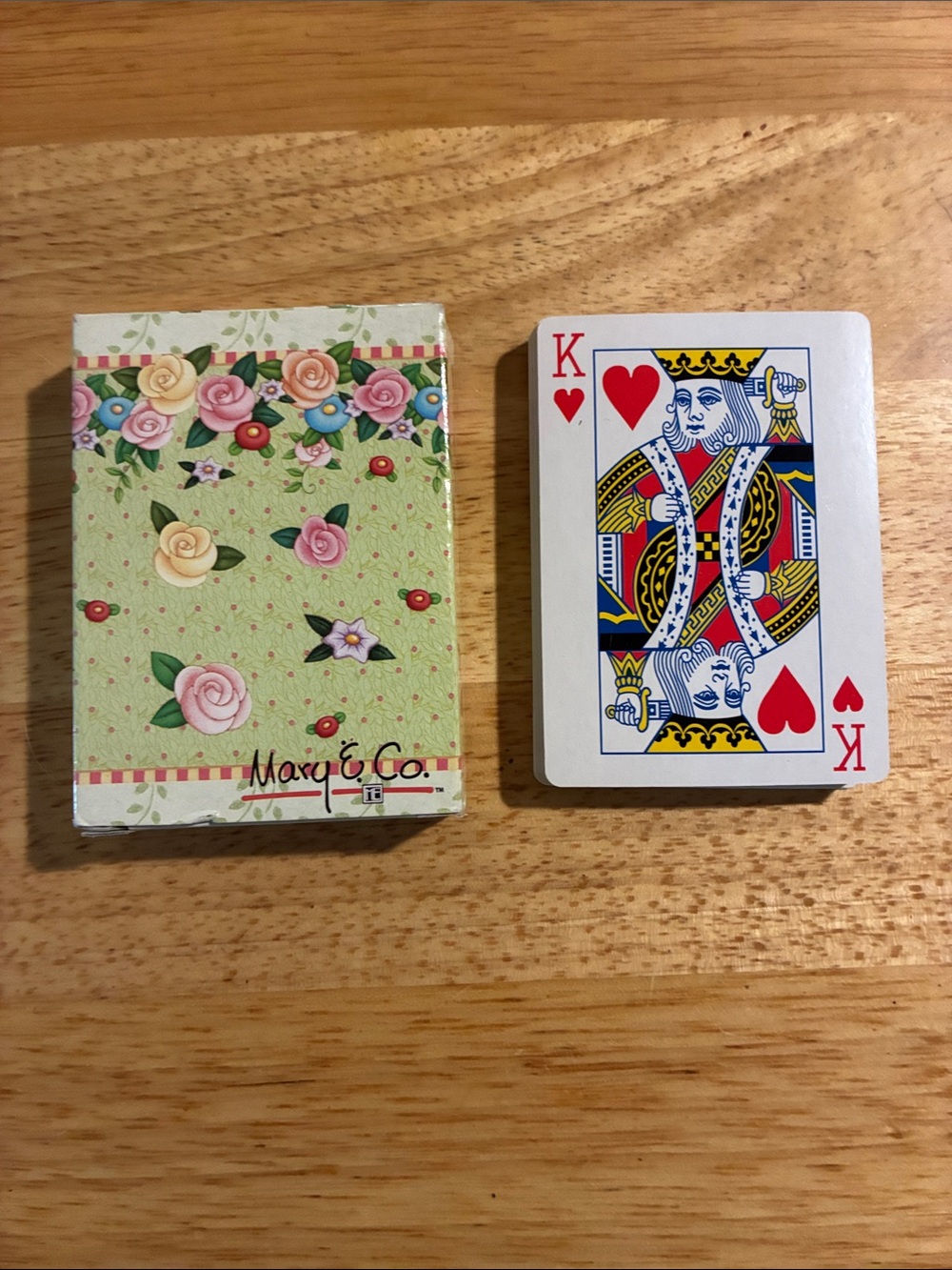 Floral Green Playing Cards - King of Hearts